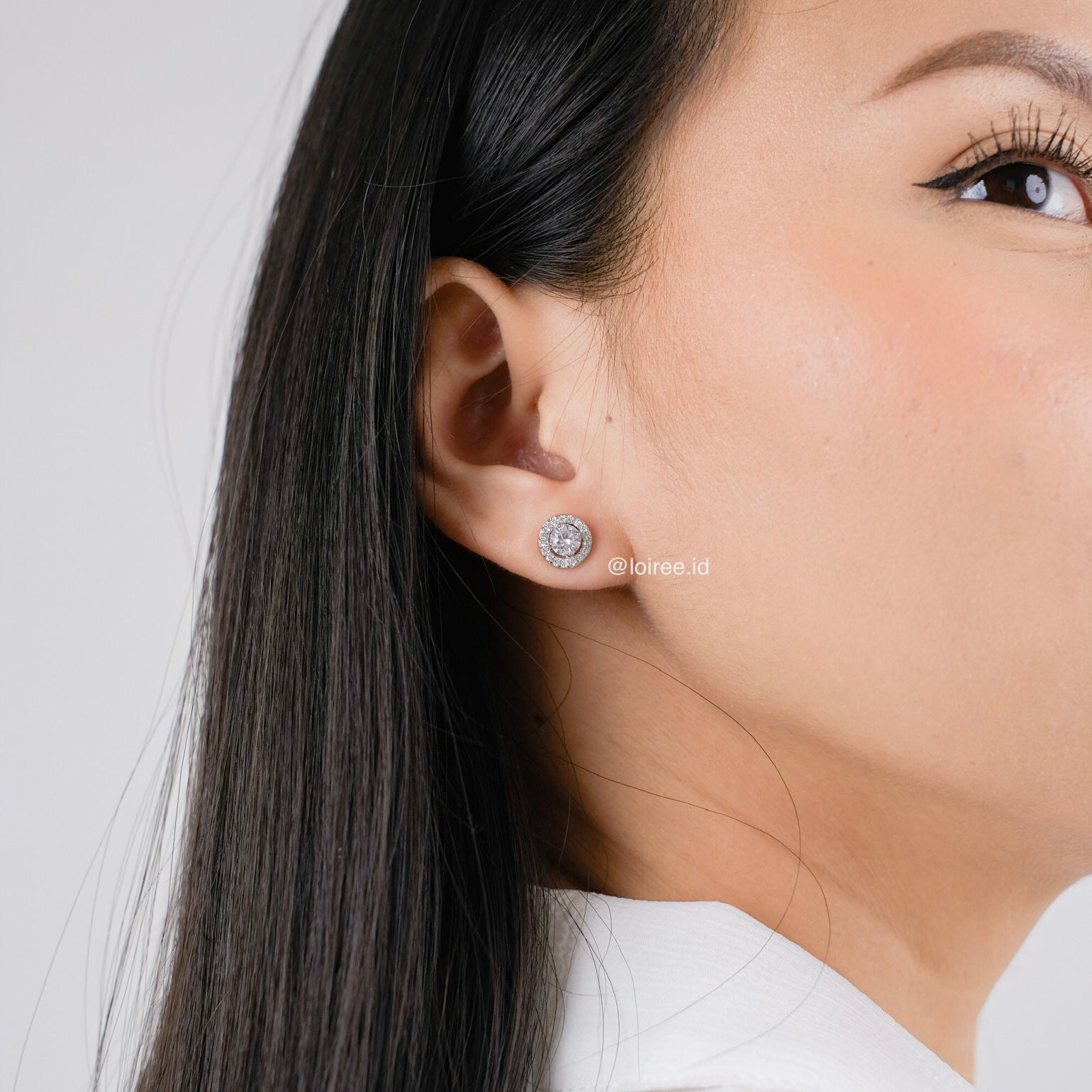 CHELSEA | Wedding Collection - Zirconia Round Halo Stud Daily Earrings - Anting Tusuk Bridal Wanita