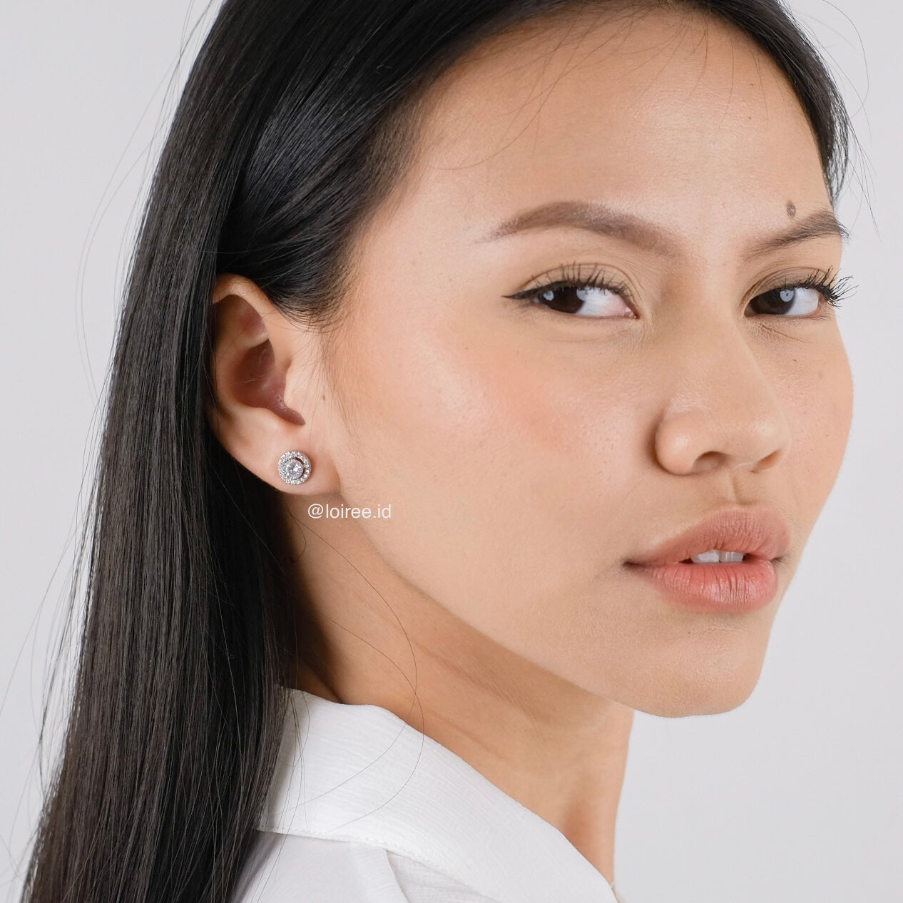 CHELSEA | Wedding Collection - Zirconia Round Halo Stud Daily Earrings - Anting Tusuk Bridal Wanita