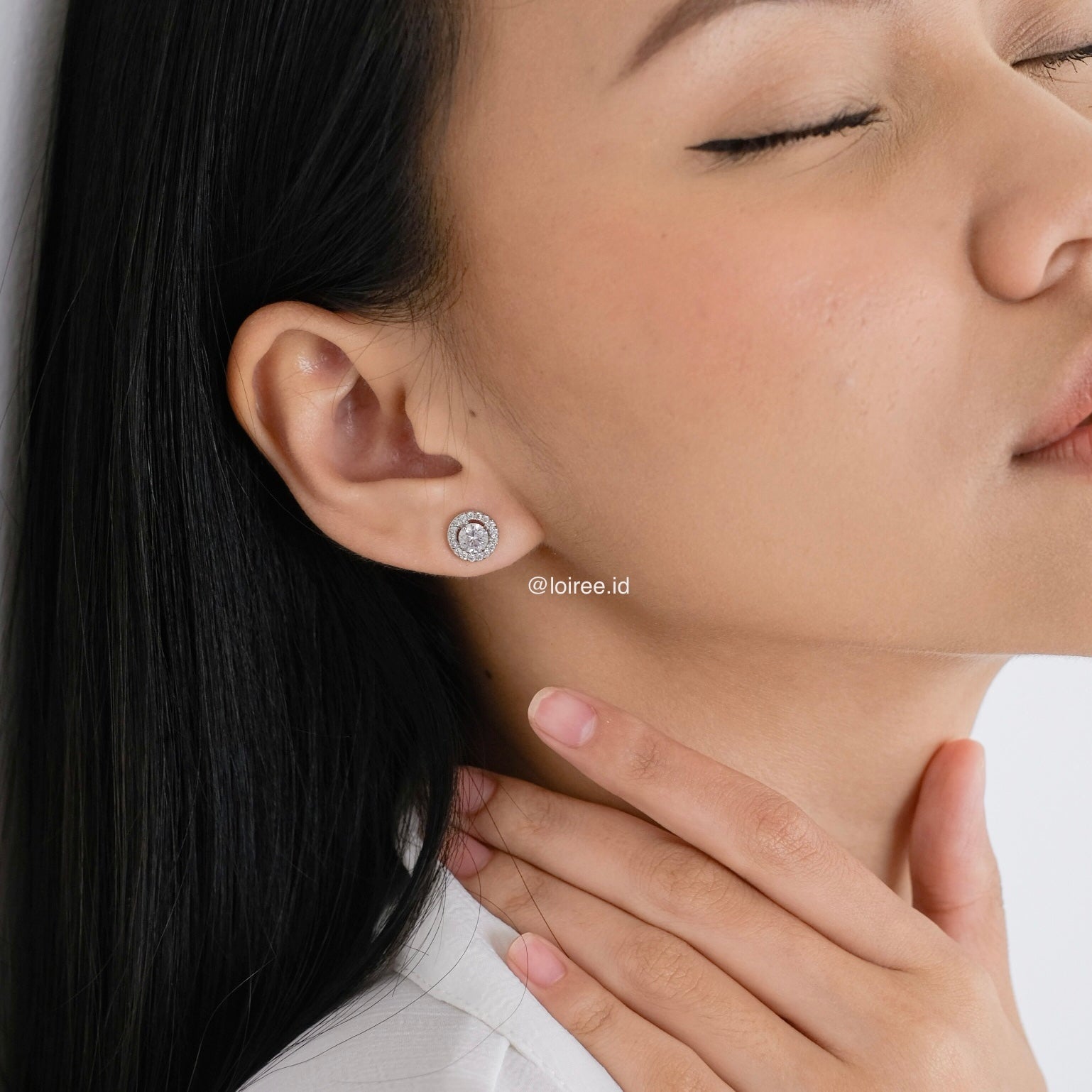 CHELSEA | Wedding Collection - Zirconia Round Halo Stud Daily Earrings - Anting Tusuk Bridal Wanita