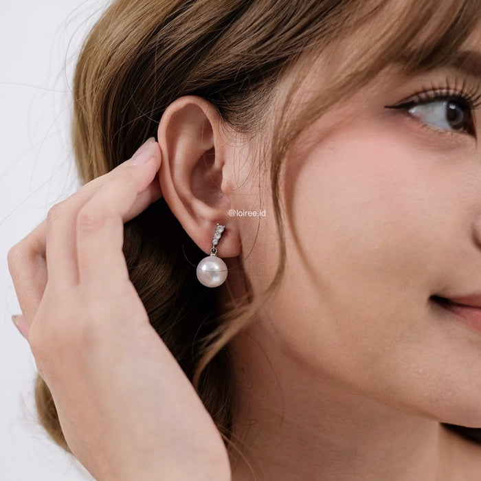 LOIREE - STELLA Zirconia Pearl Dangle Earrings - Wedding