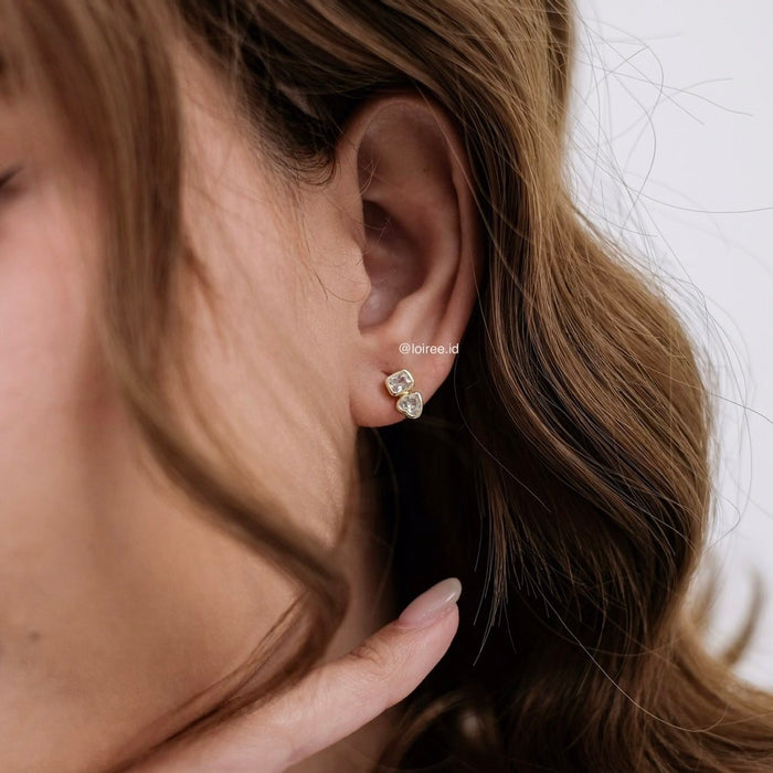 LOIREE - LOU Zirconia Heart Shaped Earrings - Daily