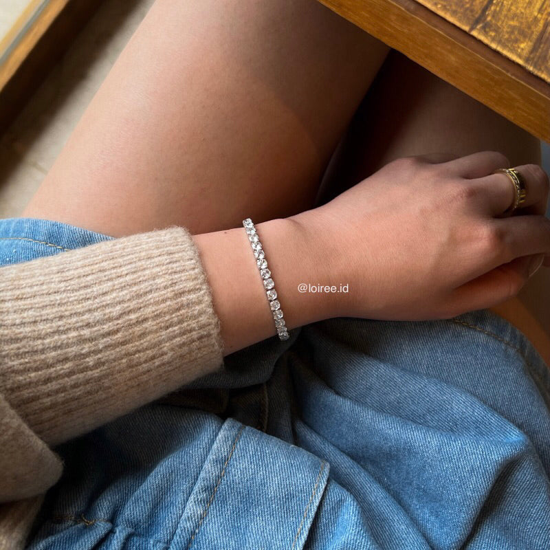 EVELYN Tennis Bracelet - Gold Plated Zirconia Tennis 3mm Bracelet - Gelang Wanita