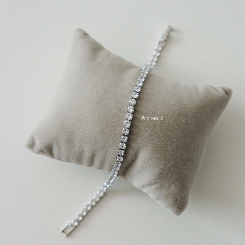 EVELYN Tennis Bracelet - Gold Plated Zirconia Tennis 3mm Bracelet - Gelang Wanita