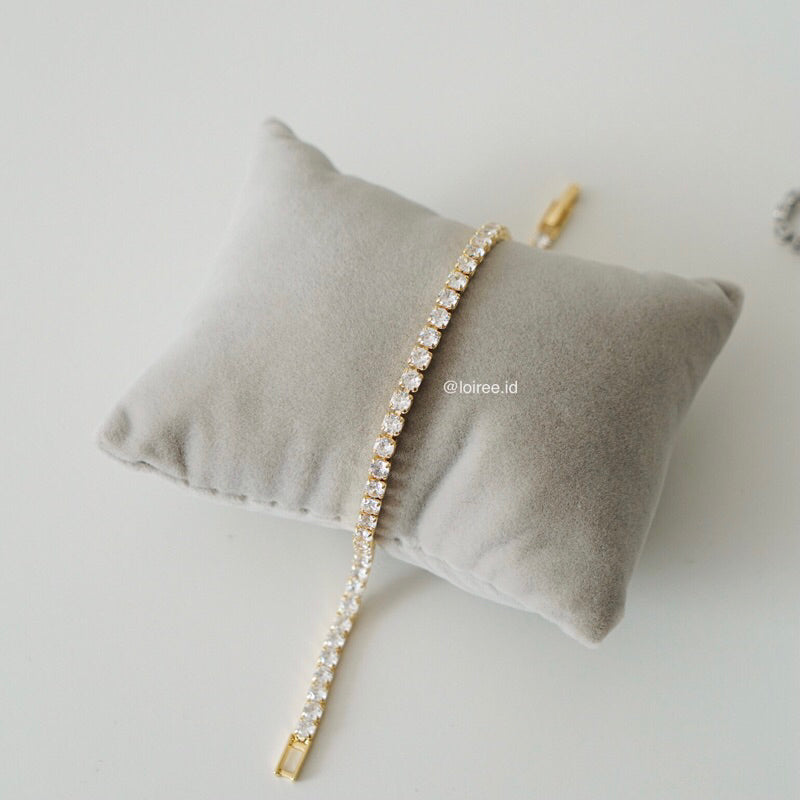 EVELYN Tennis Bracelet - Gold Plated Zirconia Tennis 3mm Bracelet - Gelang Wanita