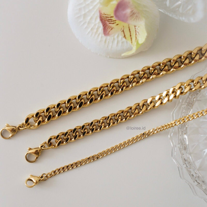 CHEVA Bracelet | Everyday Collection - Gold Plated Cuban Chain Bracelet - Gelang Wanita