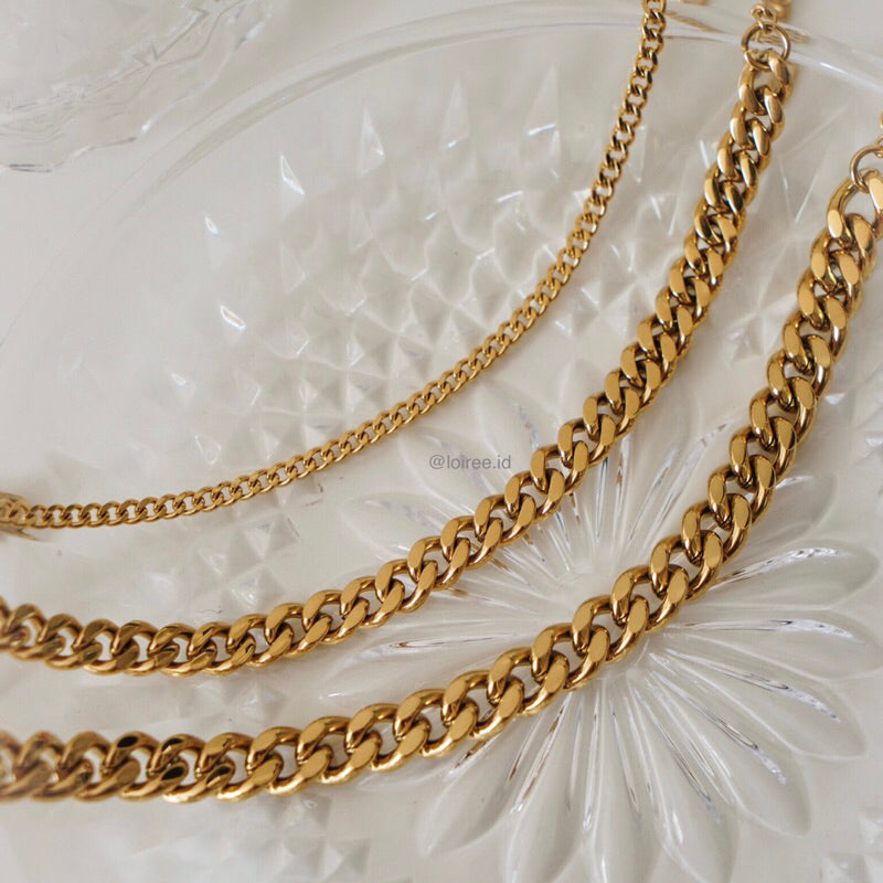 CHEVA Bracelet | Everyday Collection - Gold Plated Cuban Chain Bracelet - Gelang Wanita