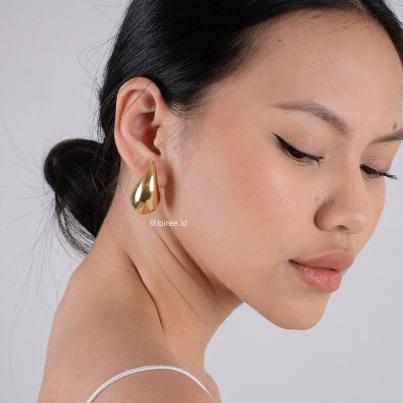 CLEO | Everyday - Gold Plated Chunky Droplet Earrings - Anting Wanita