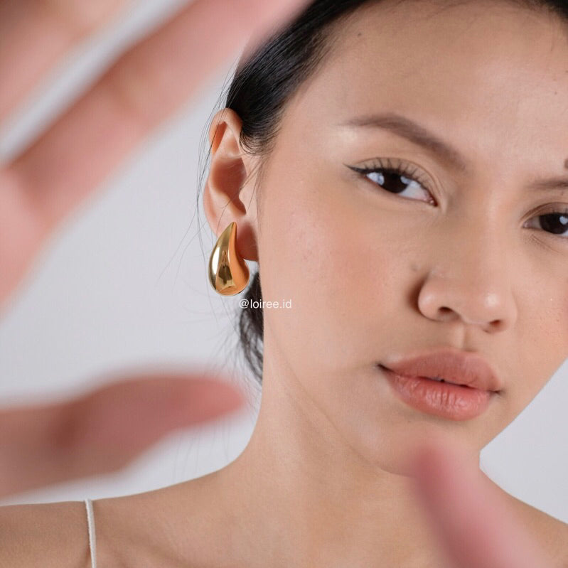 CLEO | Everyday - Gold Plated Chunky Droplet Earrings - Anting Wanita
