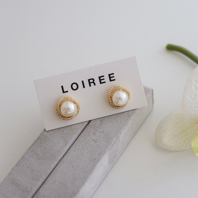 RALINE | Wedding Collection - Zirconia Pearl Stud Earrings