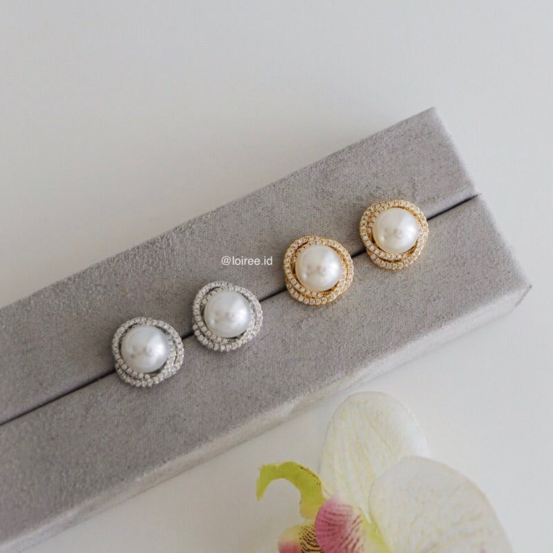 RALINE | Wedding Collection - Zirconia Pearl Stud Earrings