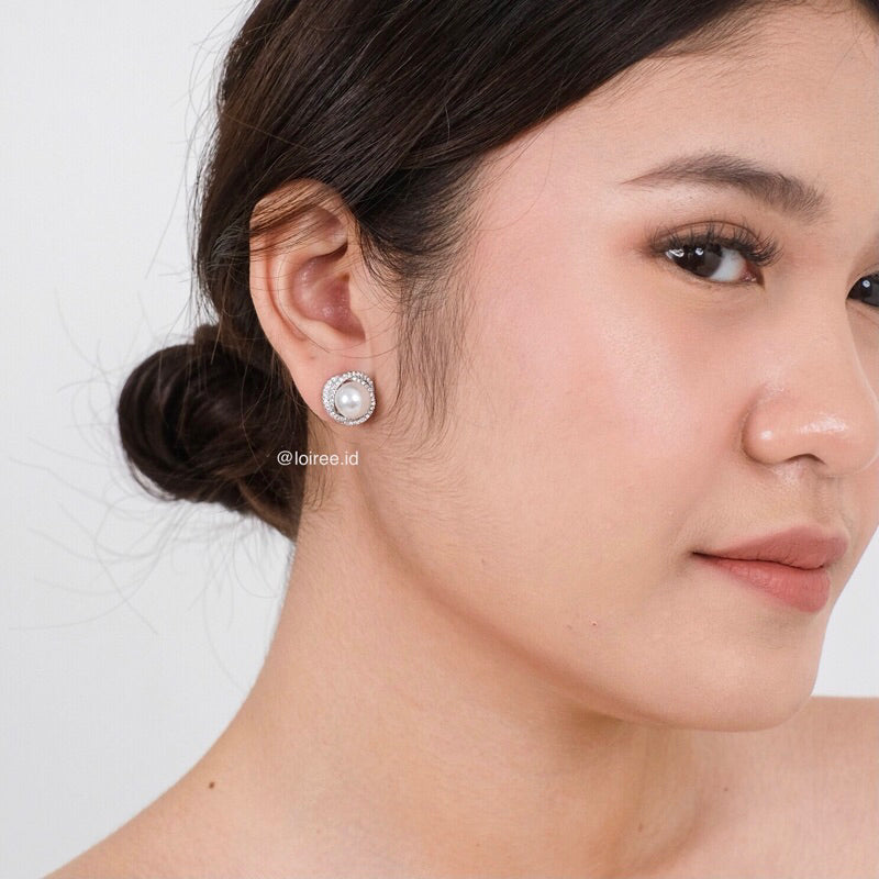 RALINE | Wedding Collection - Zirconia Pearl Stud Earrings