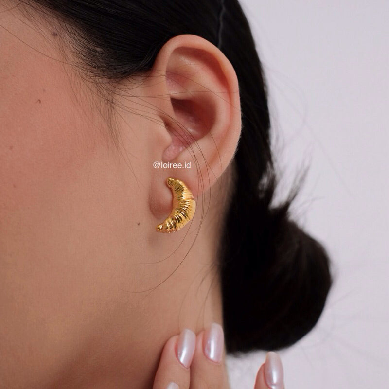 CROISSANT Pastry Stud Earrings - Gold Plated