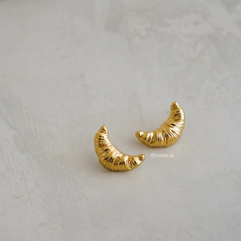 CROISSANT Pastry Stud Earrings - Gold Plated