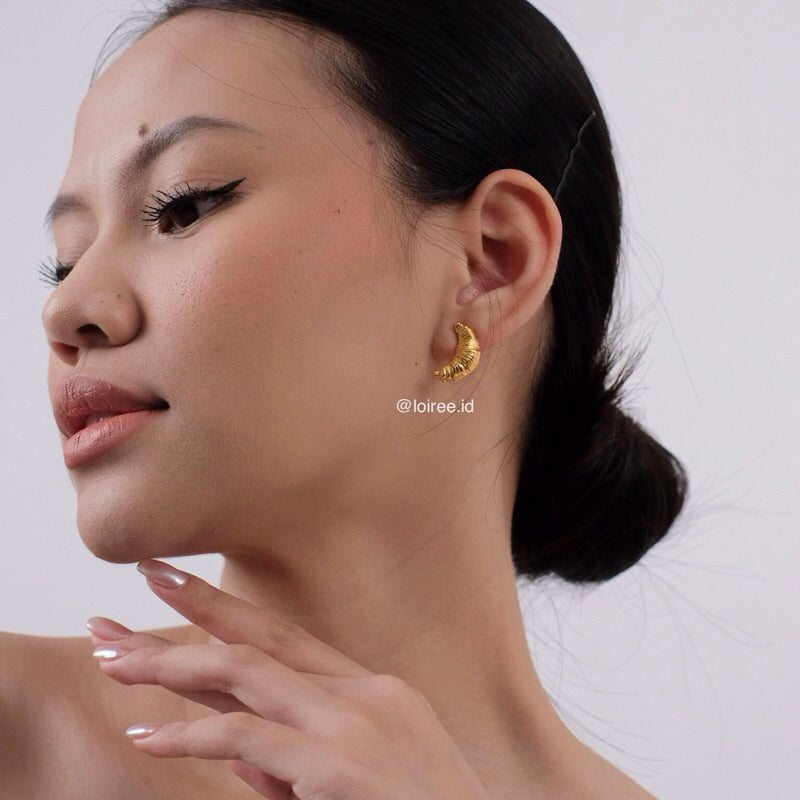 CROISSANT Pastry Stud Earrings - Gold Plated