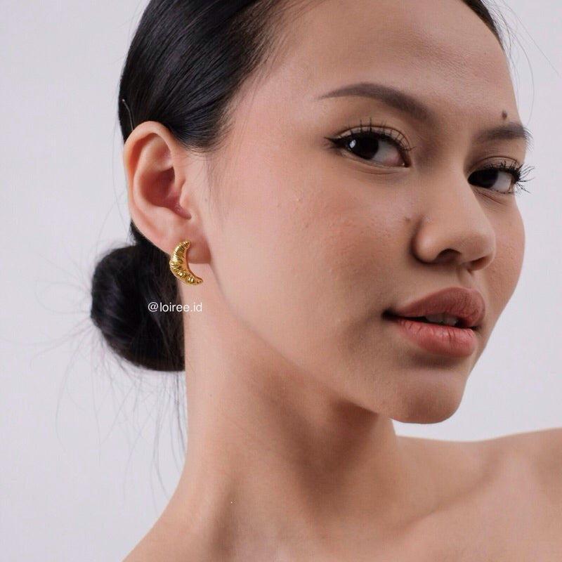 CROISSANT Pastry Stud Earrings - Gold Plated