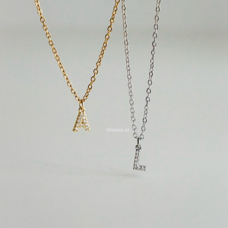 Personalized Tiny Letter Necklace - Gold Plated