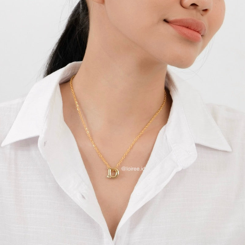 Personalized Fat Letter Necklace - Gold Plated