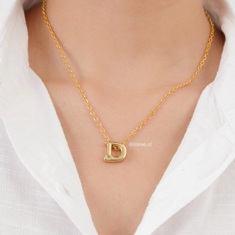 Personalized Fat Letter Necklace - Gold Plated