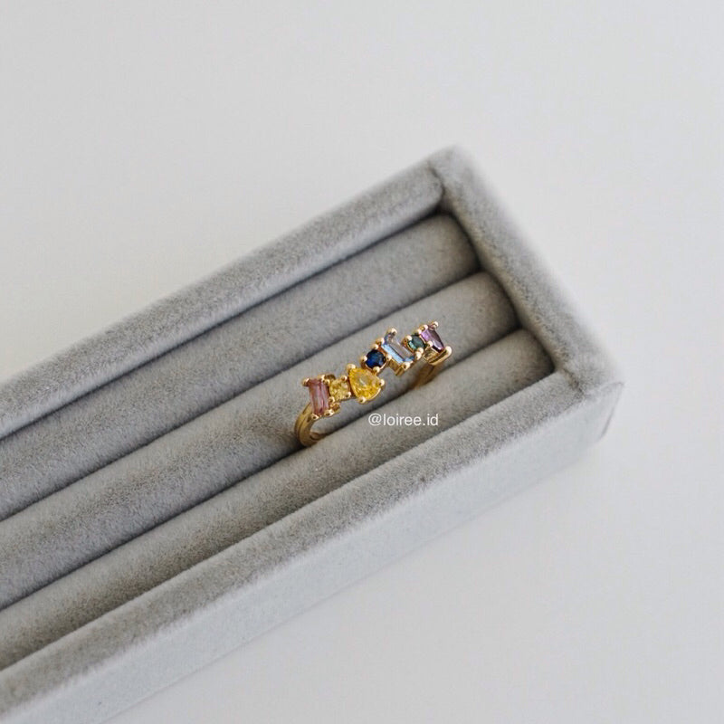 ELSIE Rainbow Paved Ring