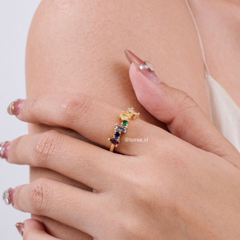 ELSIE Rainbow Paved Ring