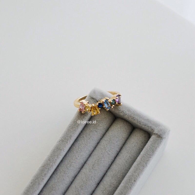 ELSIE Rainbow Paved Ring