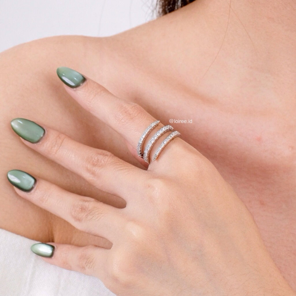 LOIREE - NOEMI Zirconia Three Layer Bridal Ring - Wedding