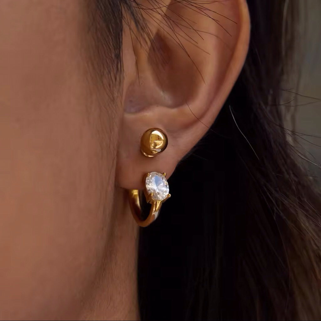 LOIREE - FORD Golden Zirconia Earrings - Gold Plated