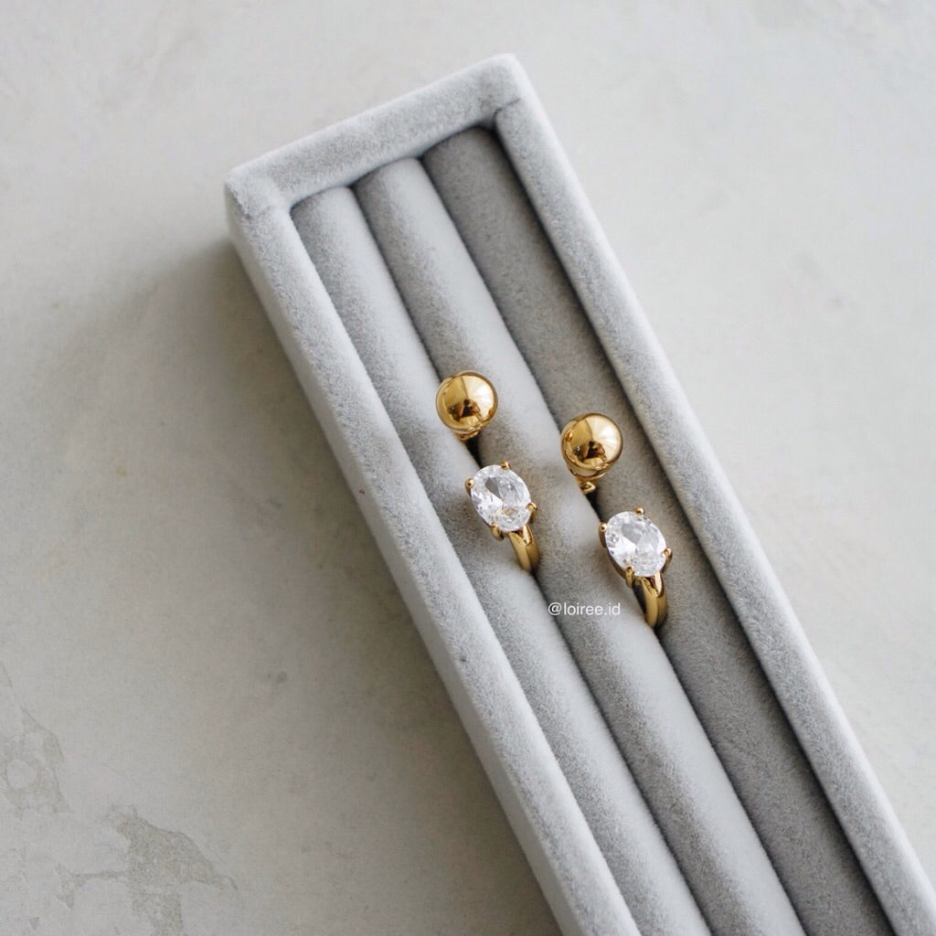 LOIREE - FORD Golden Zirconia Earrings - Gold Plated