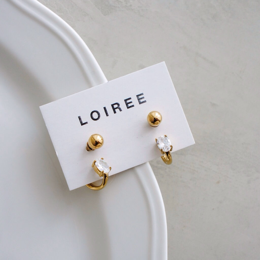 LOIREE - FORD Golden Zirconia Earrings - Gold Plated