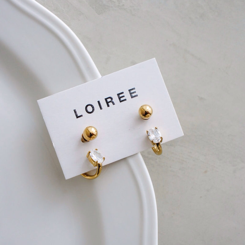 LOIREE - FORD Golden Zirconia Earrings - Gold Plated