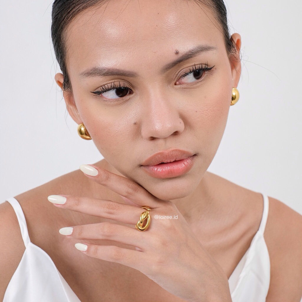 LOIREE - KEETH Knotted Ring - Gold Plated Anti Karat Anti Alergi