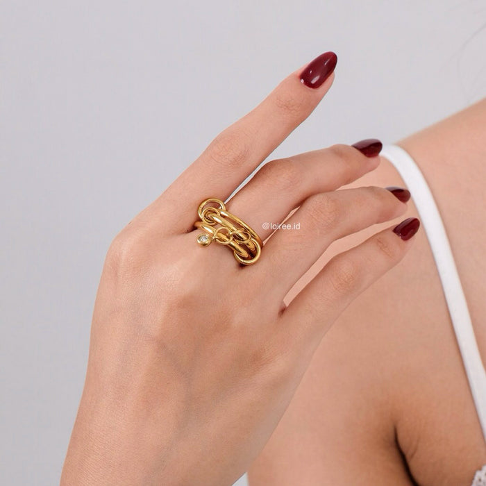 LOIREE - LANCE Multi-Layer Stacking Ring - Gold Plated Stainless Steel