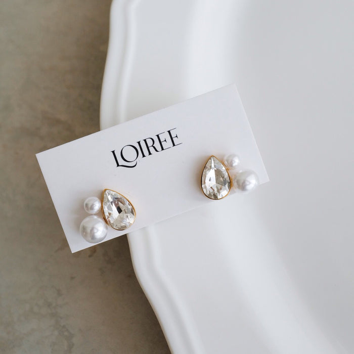 LOIREE - BIJOU Teardrop Pearl Earrings - Gold Plated Stainless Steel