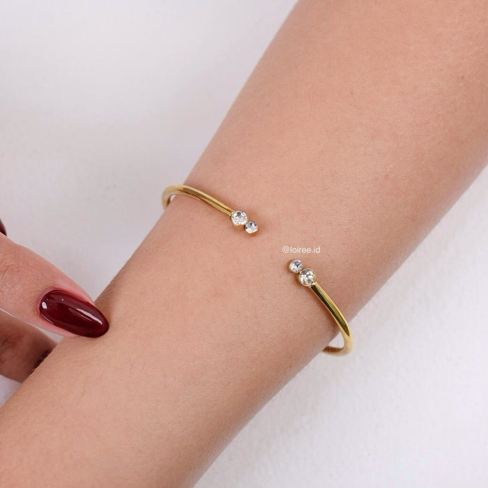 LOIREE - ROAN Cuff Bangle Bracelet - Gold Plated Stainless Steel