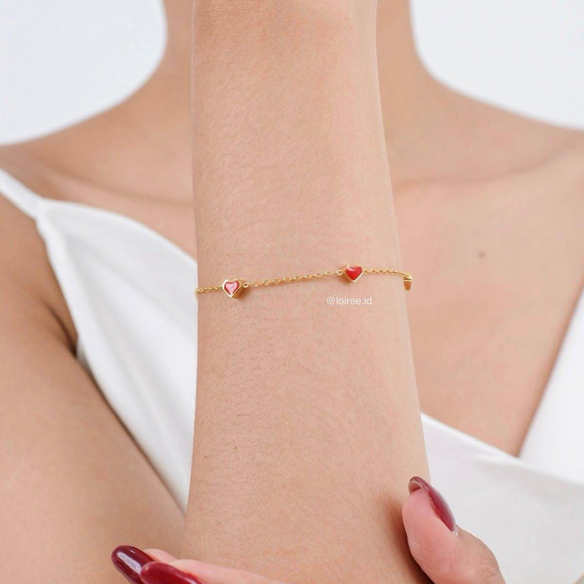 RORY Red Heart Bracelet - Gold Plated