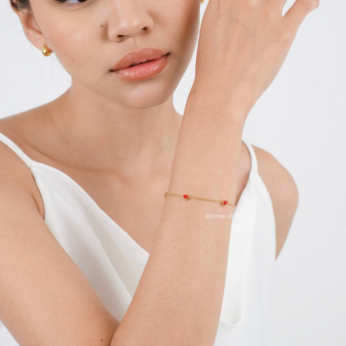 RORY Red Heart Bracelet - Gold Plated