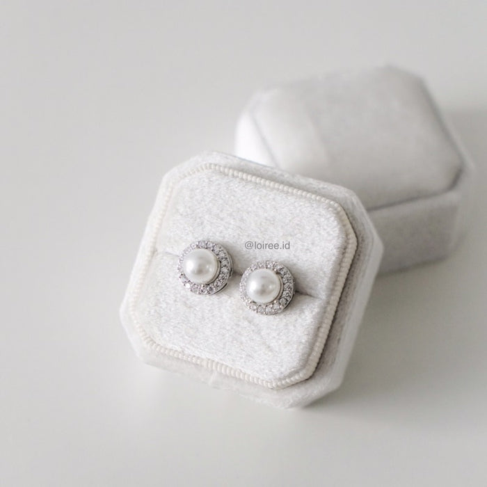 LUNE Zirconia Pearl Daily Stud Earrings - Wedding