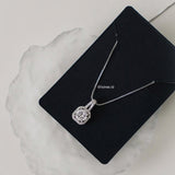 TEORA Zirconia Round Cut Halo Setting Bridal Necklace - Wedding