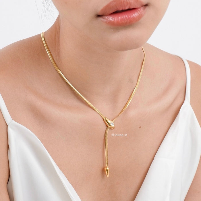 LENNOX Snake Pendant Necklace - Gold Plated