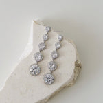 CAMERON | Wedding Collection - Zirconia Round Dangle Bridal Stud Earrings - Anting Wanita