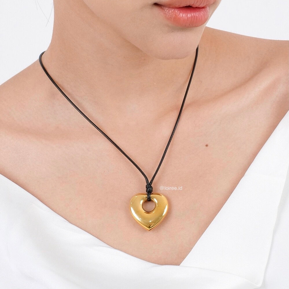 OLSON Black Wax Rope Necklace - Gold Plated