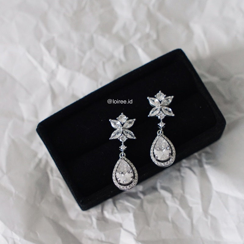 ESTELLE Zirconia Dangle Stud Bridal Earrings - Wedding