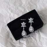 ESTELLE Zirconia Dangle Stud Bridal Earrings - Wedding