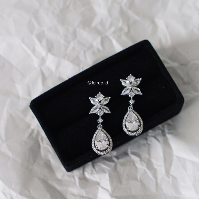 ESTELLE Zirconia Dangle Stud Bridal Earrings - Wedding