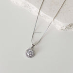 ELOISE | Wedding Collection - Zirconia Round Cut Halo Setting Bridal Necklace - Kalung Wanita