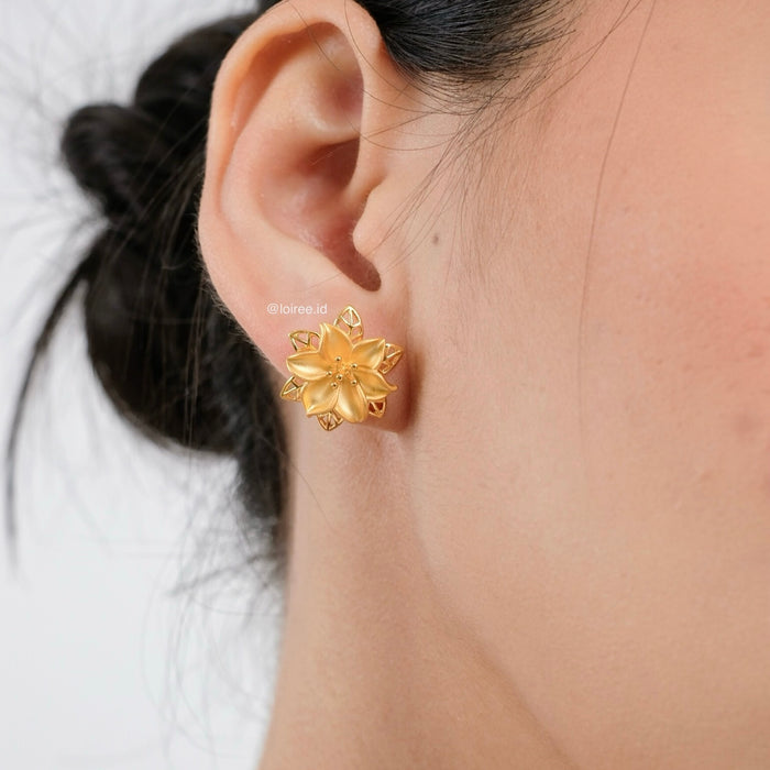 AZALEA Flower Stud Earrings - Gold Plated