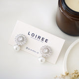 AURORA Zirconia Flower Pearl Stud Earrings - Wedding