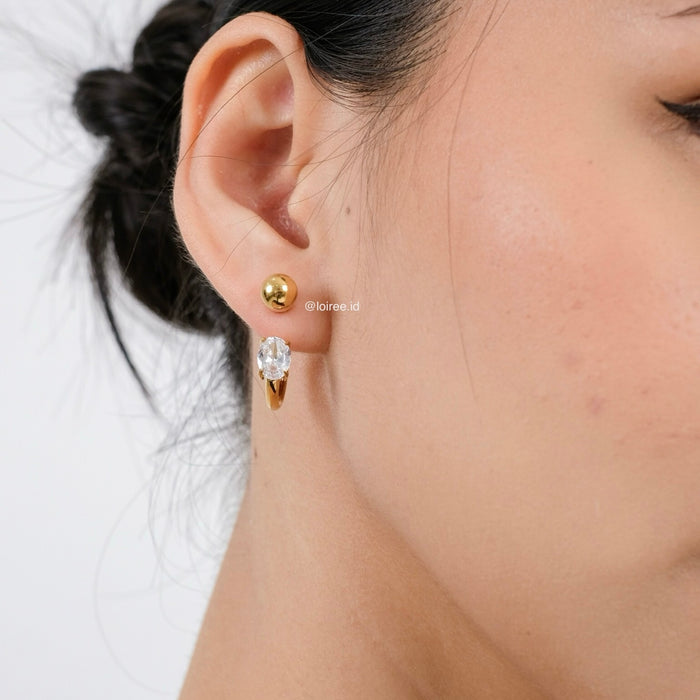FORD Golden Zirconia Earrings - Gold Plated