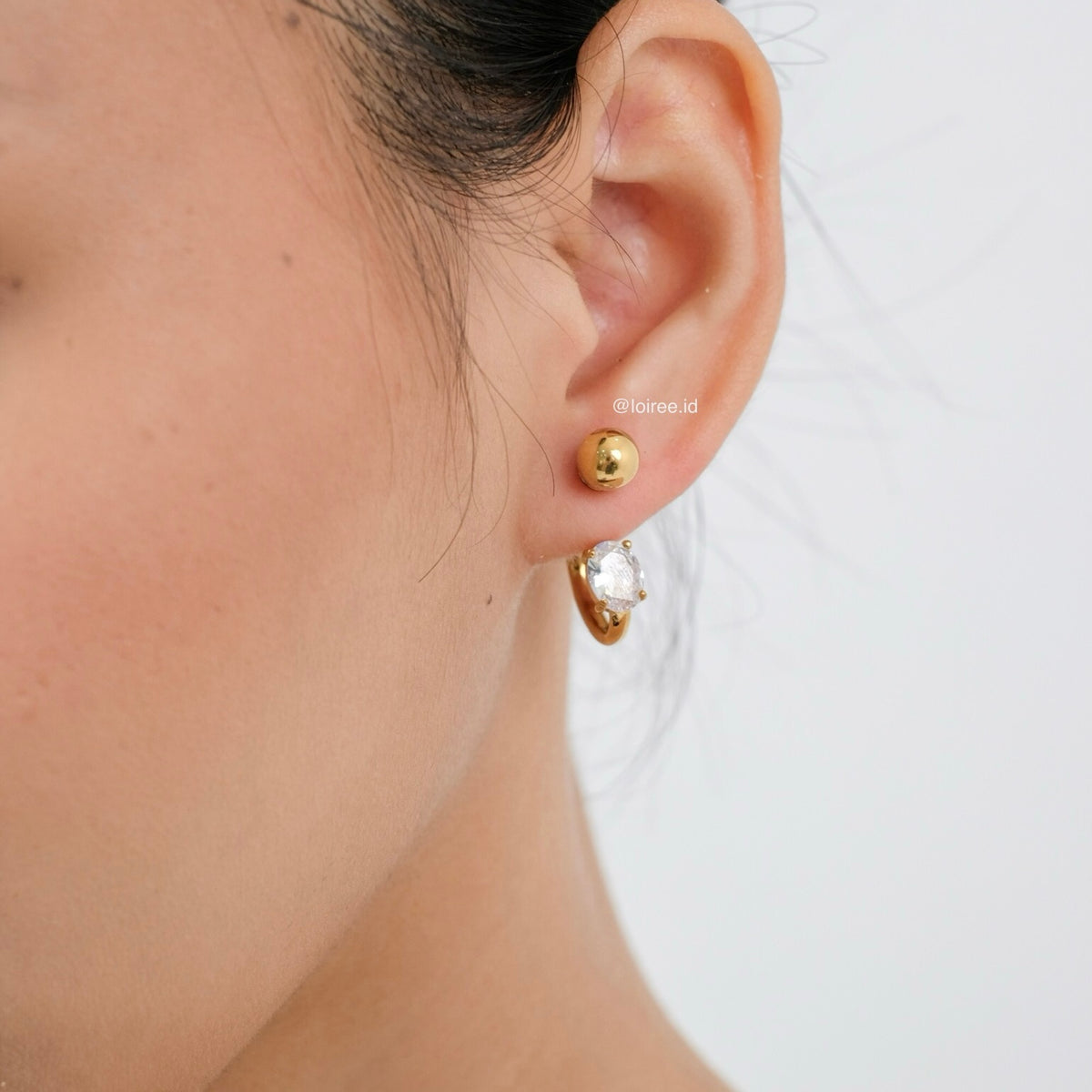FORD Golden Zirconia Earrings - Gold Plated