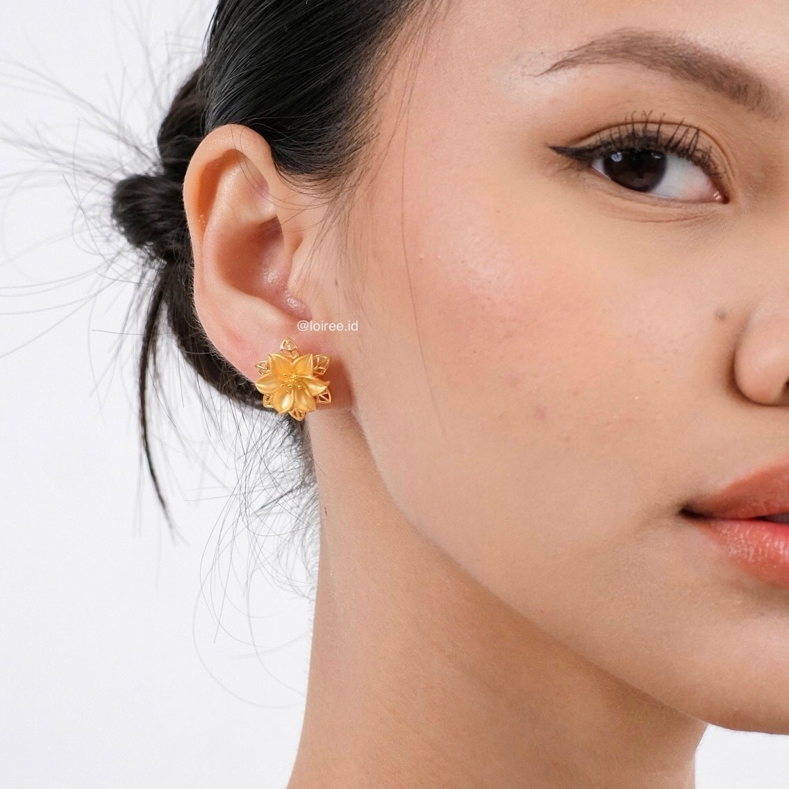 AZALEA Flower Stud Earrings - Gold Plated